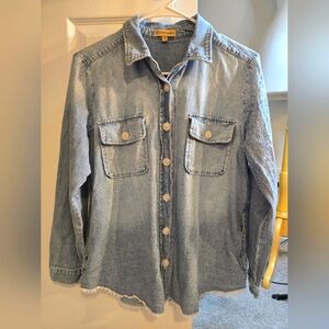 Democracy Denim Raw Hem Shacket with Pockets Size XS
